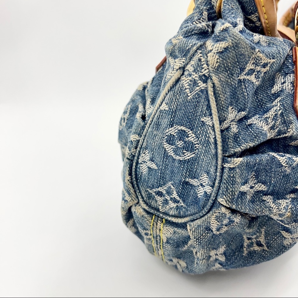 Louis Vuitton Denim Monogram Satchel with Tan Leather Trim - Picture 4 of 13